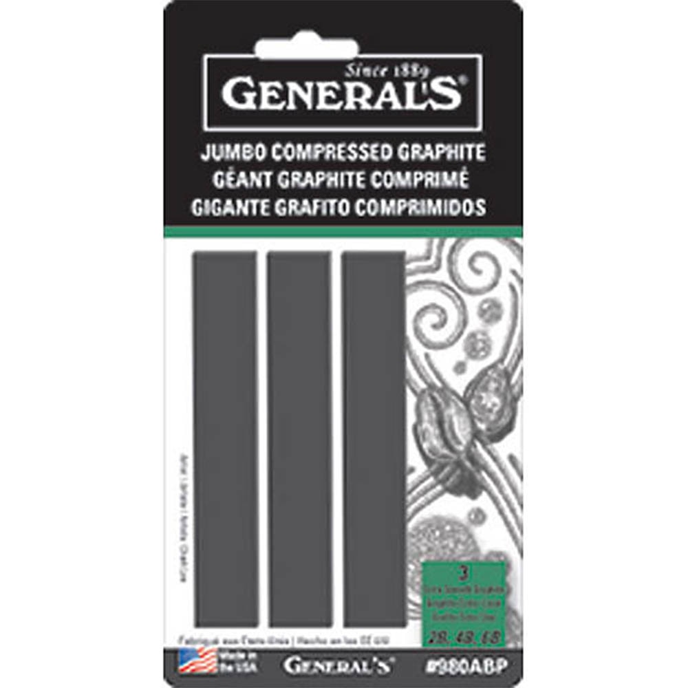 General Pencil, Pencils, Art & School, Jumbo, Compressed, Graphite stick, 3 pack, 2659